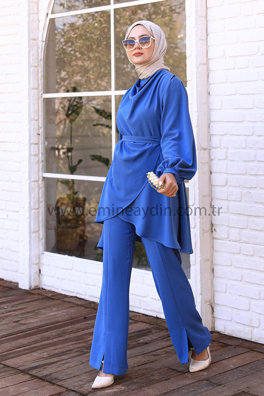 Afra Asymmetric Suit Indigo