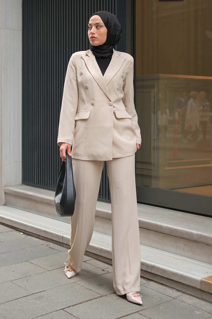 Afra Business Jacket Set Beige