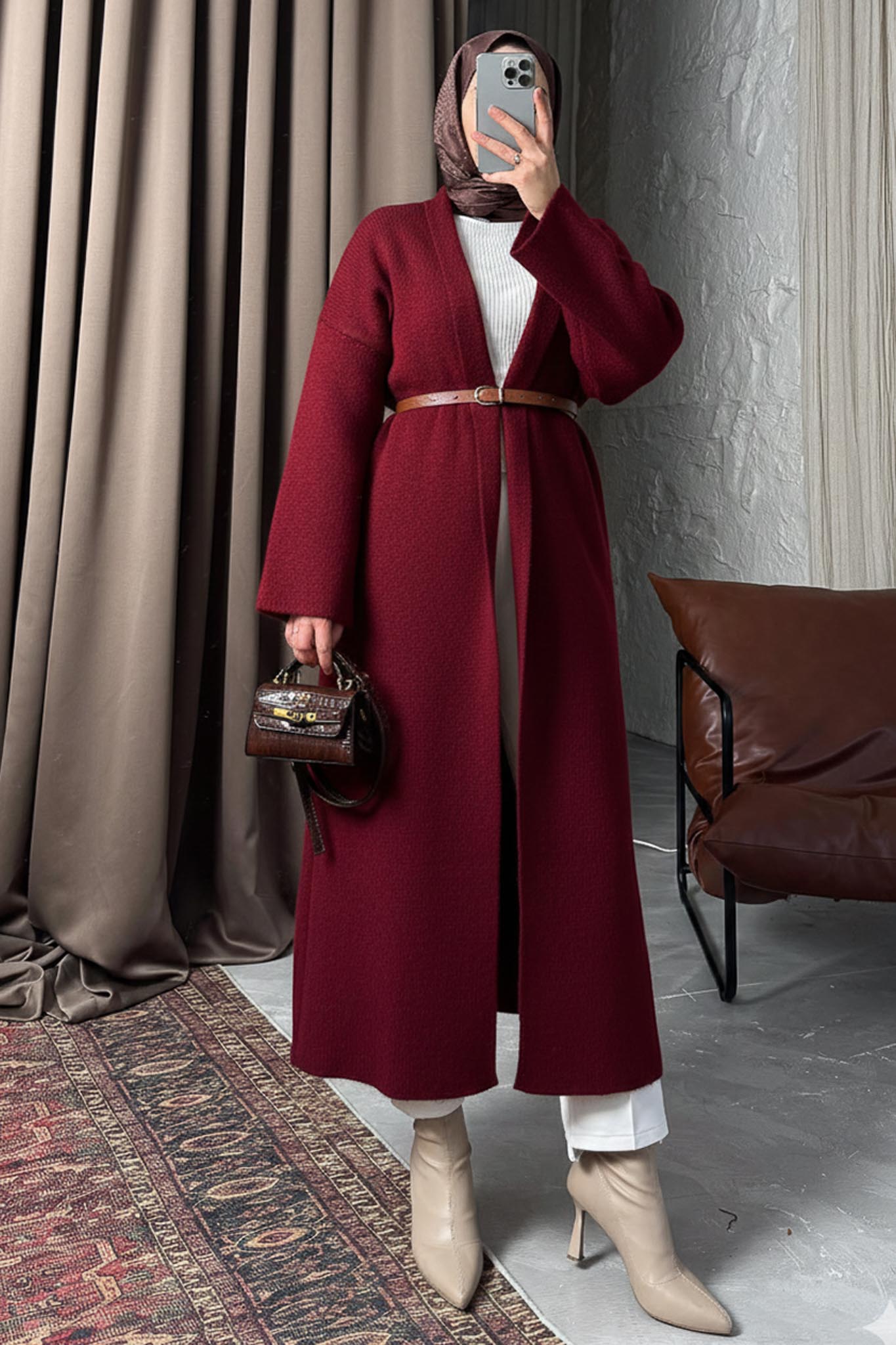 Alyans Triko Hırka Kap Bordo