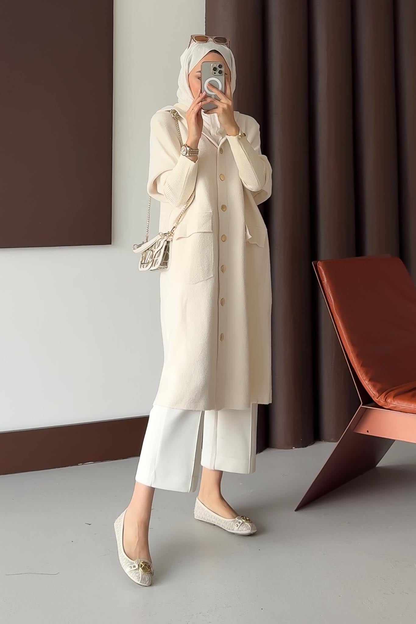 Tuana Angora Dokulu Hırka Taş