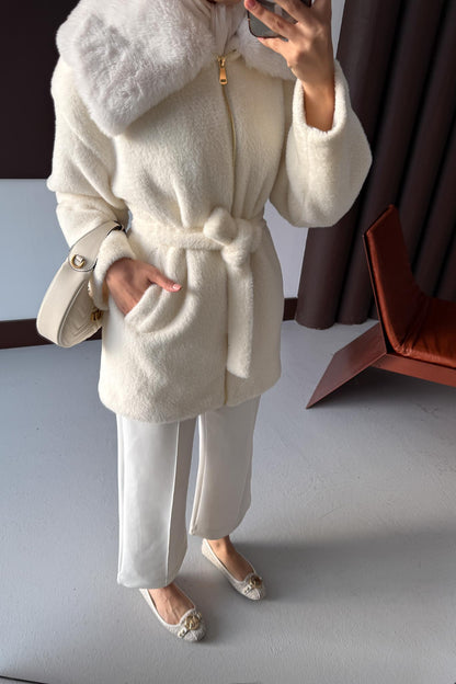 Masta Kürklü Angora Mont Ekru