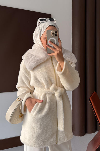 Masta Kürklü Angora Mont Ekru