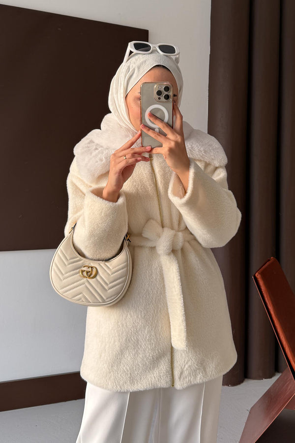 Masta Kürklü Angora Mont Ekru