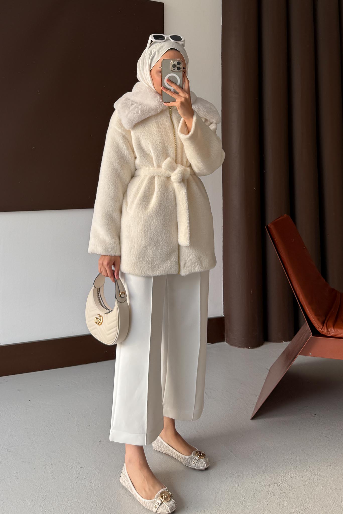 Masta Kürklü Angora Mont Ekru