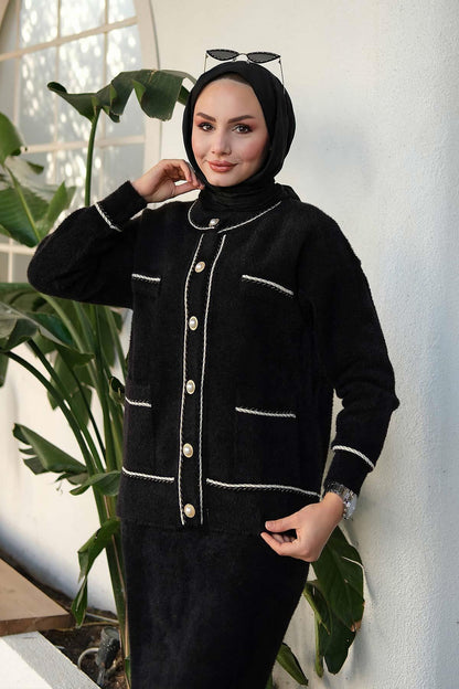 Angora Knitwear Suit Black