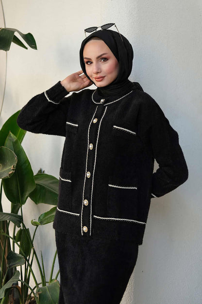 Angora Knitwear Suit Black