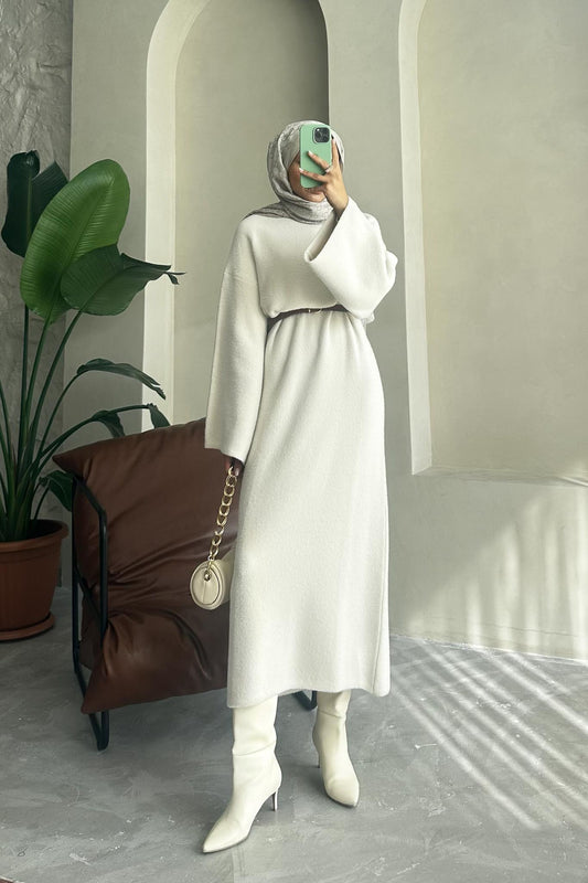 Angora Dokulu Elbise Taş