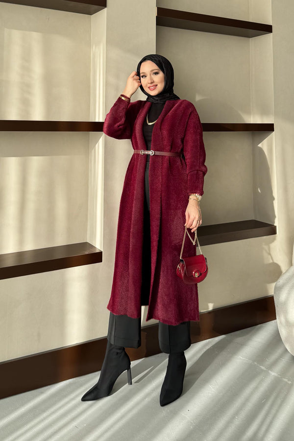 Blenda Angora Hırka Bordo