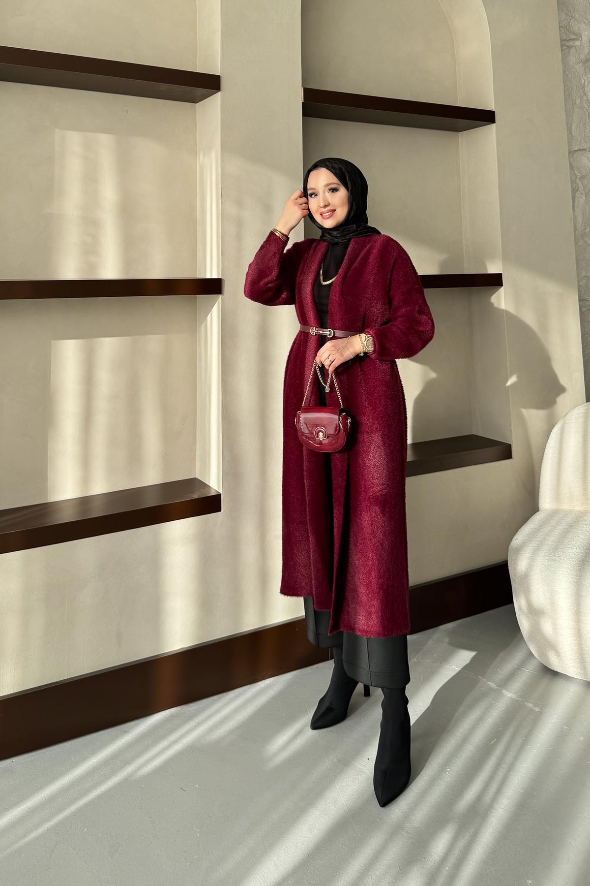 Blenda Angora Hırka Bordo