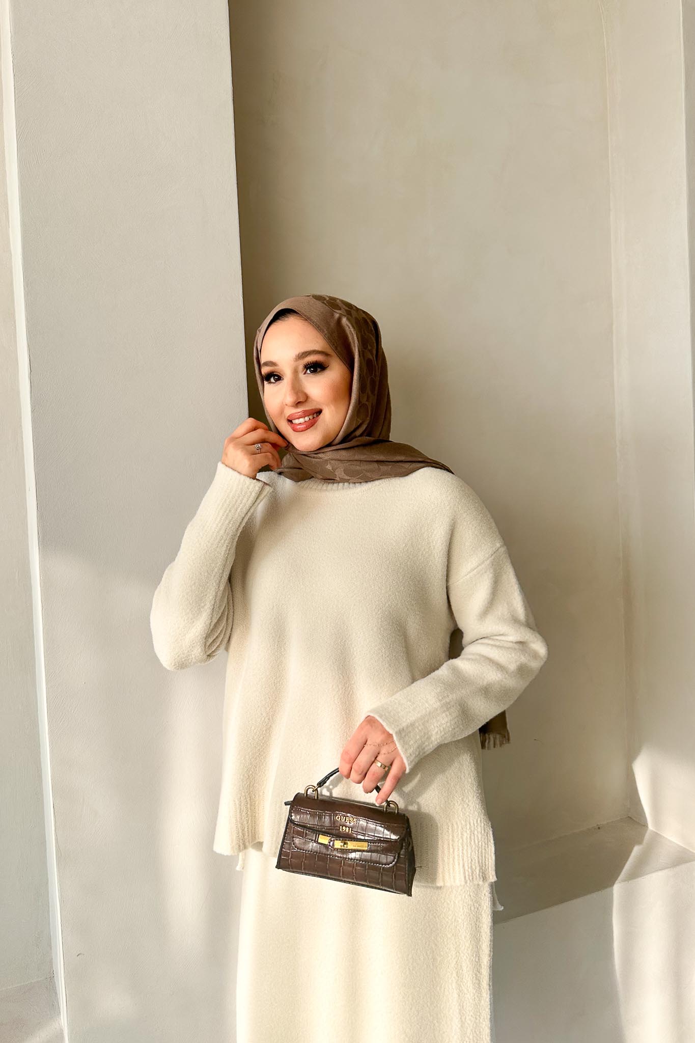 Angora Knitwear Set White