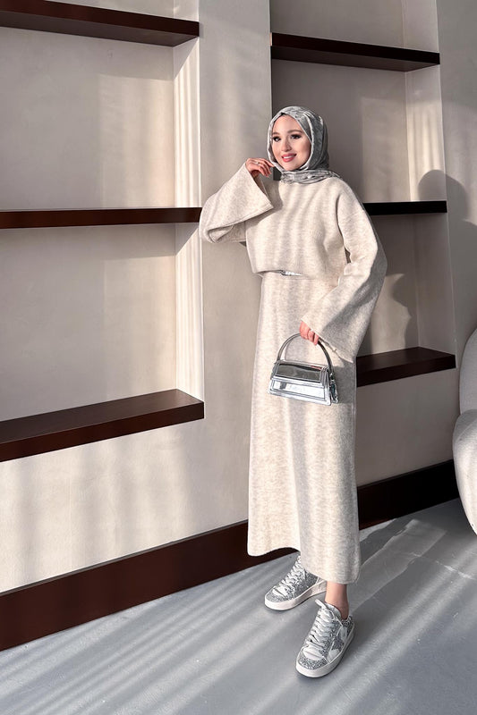 Angora Knitwear Set White