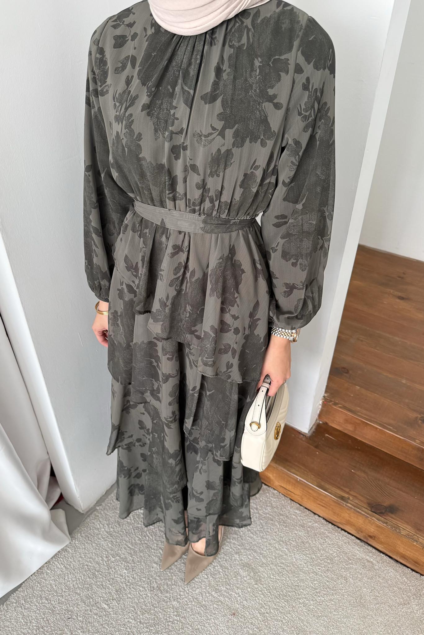 Arsen Katlı Elbise Yeşil