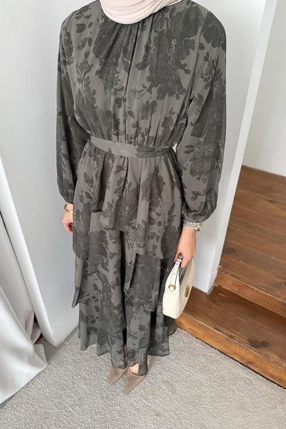 Arsen Katlı Elbise Yeşil