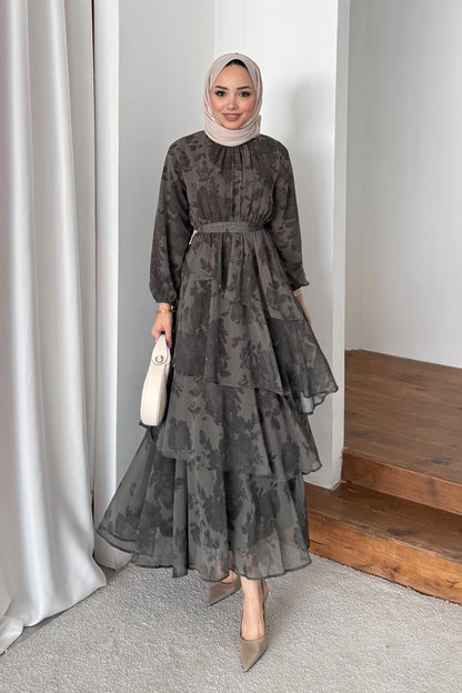 Arsen Katlı Elbise Yeşil