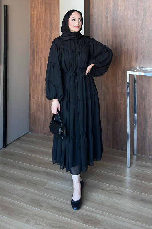 Asen Şifon Elbise Siyah