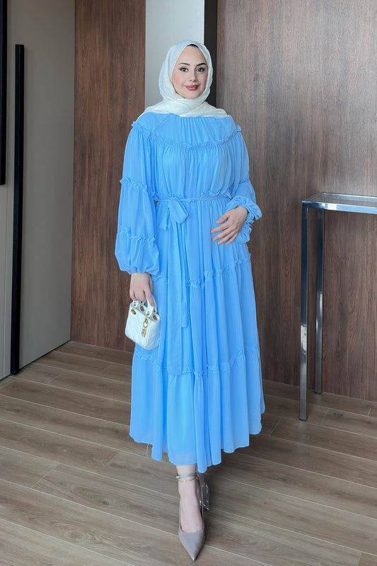 Asen Şifon Elbise Mavi