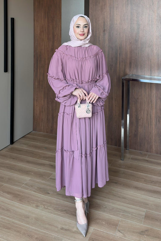 Asen Şifon Elbise Lila