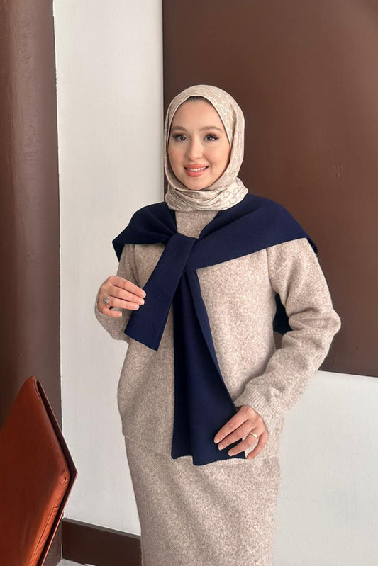 Kare Paçalı Atkı Lacivert