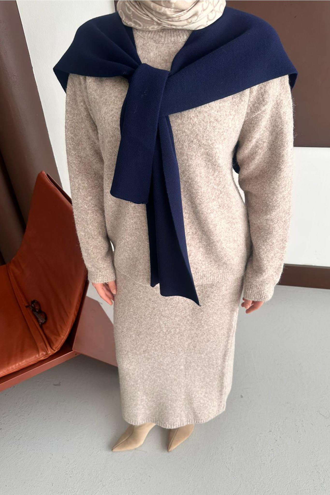 Kare Paçalı Atkı Lacivert