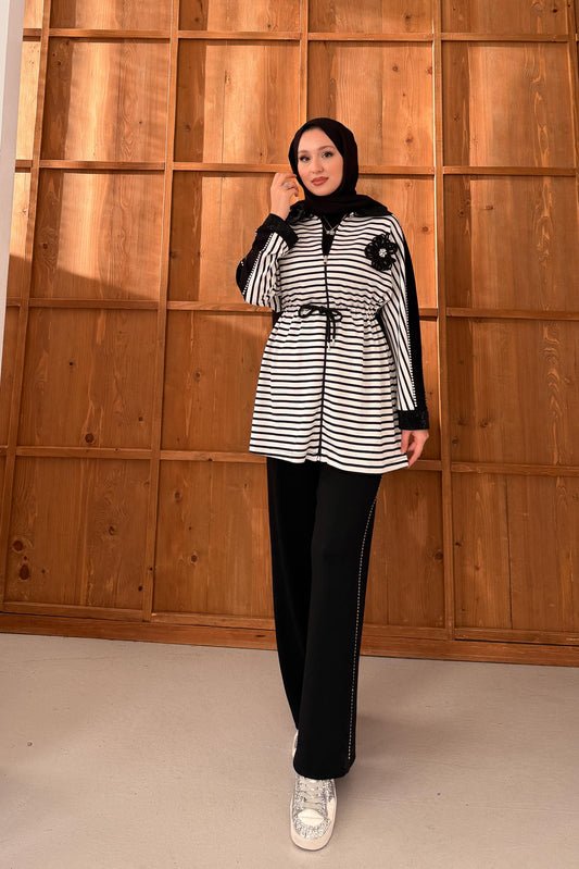 Minimal Balloon Sleeve Suit Gray