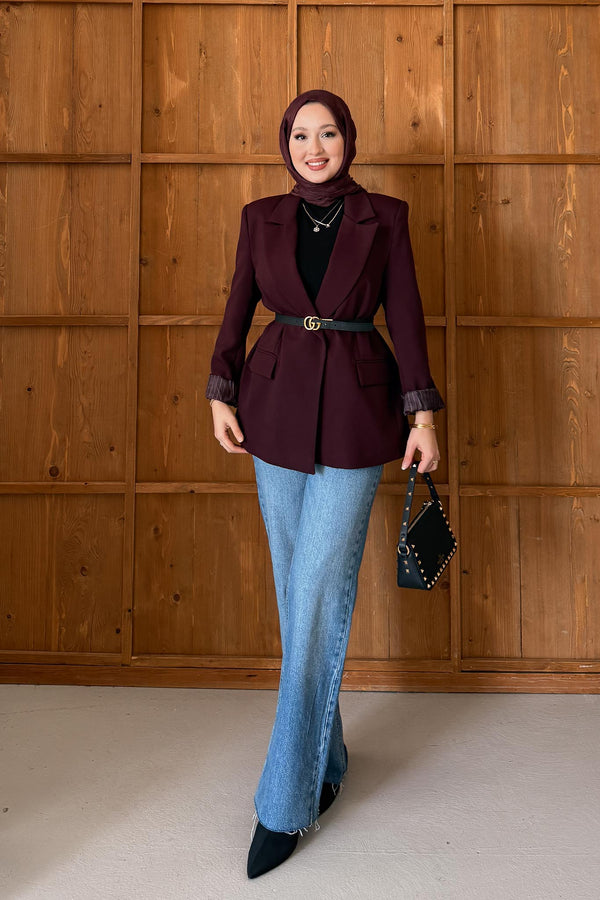 Yeni Blazer Ceket Bordo