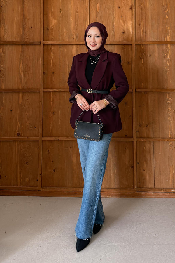 Yeni Blazer Ceket Bordo