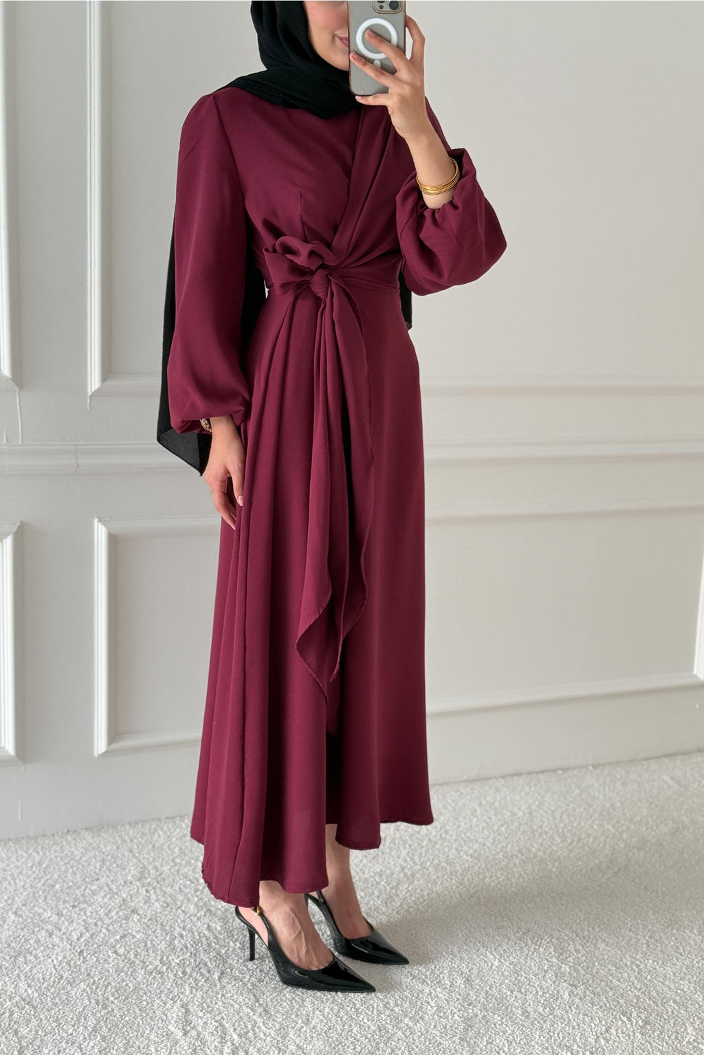 Bağlamalı Elbise Bordo