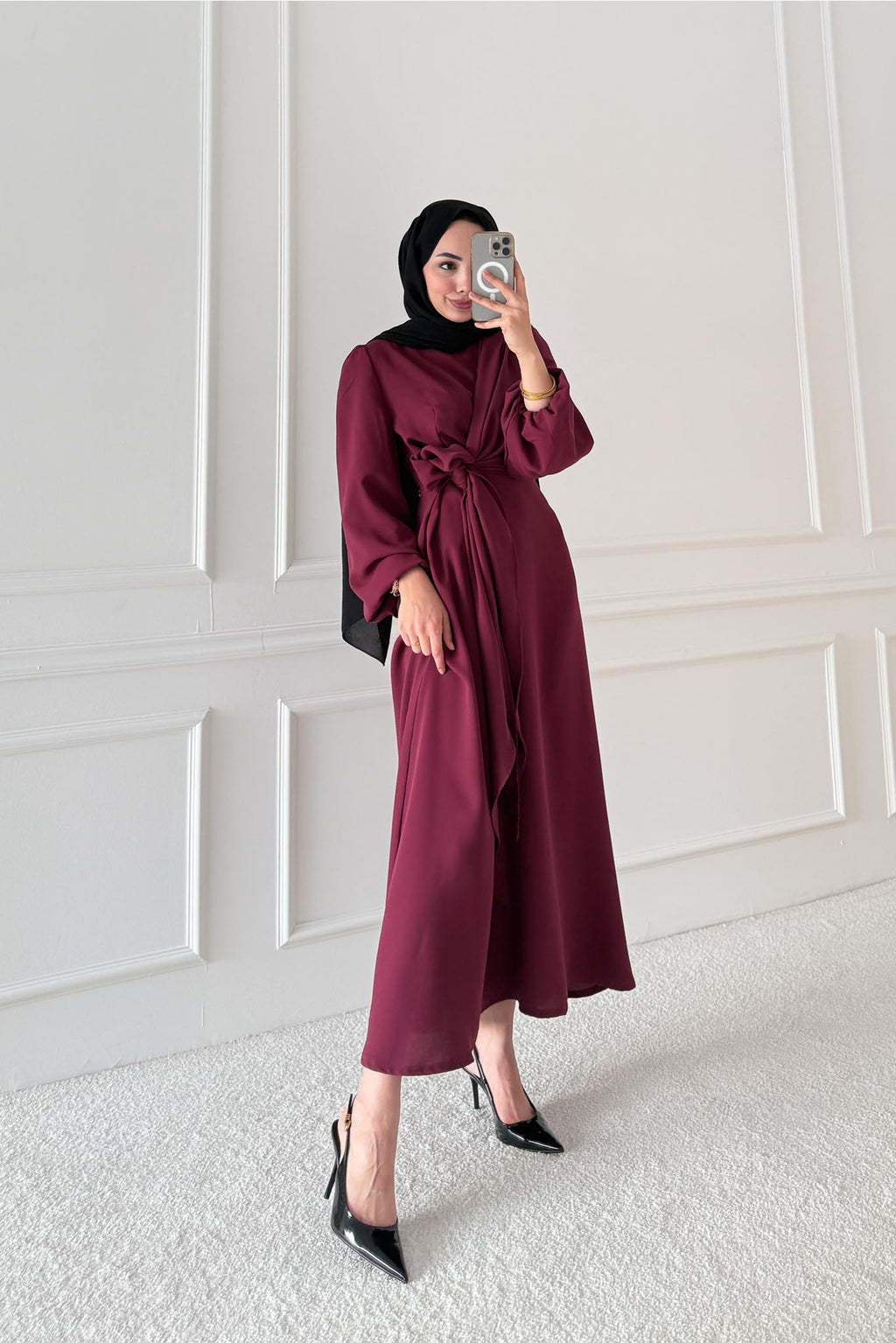 Bağlamalı Elbise Bordo