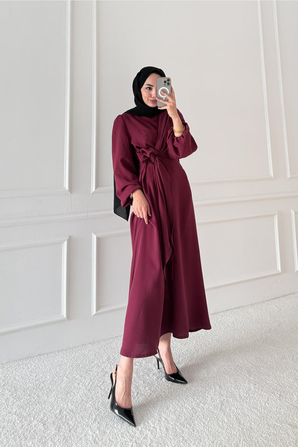 Bağlamalı Elbise Bordo