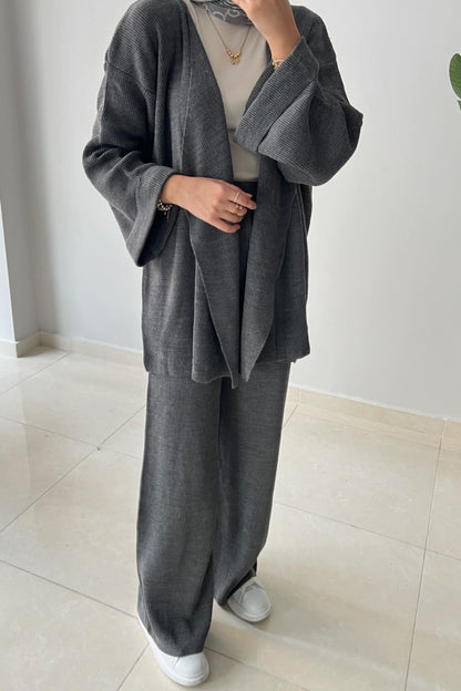 Tied Kimono Set Anthracite