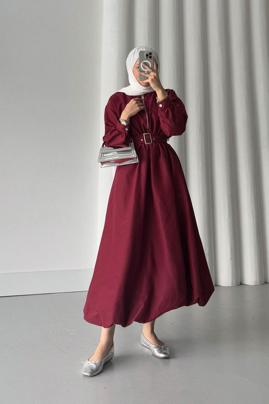 Balon Tasarım Elbise Bordo