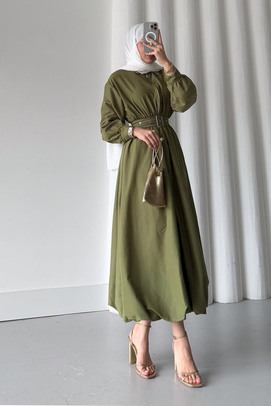 Balon Tasarım Elbise Yağ Yeşili