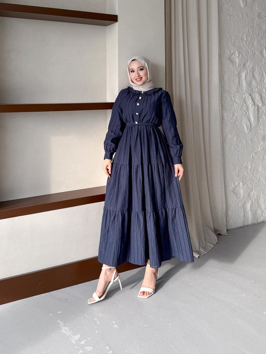 Asya Bebe Yaka Elbise Lacivert