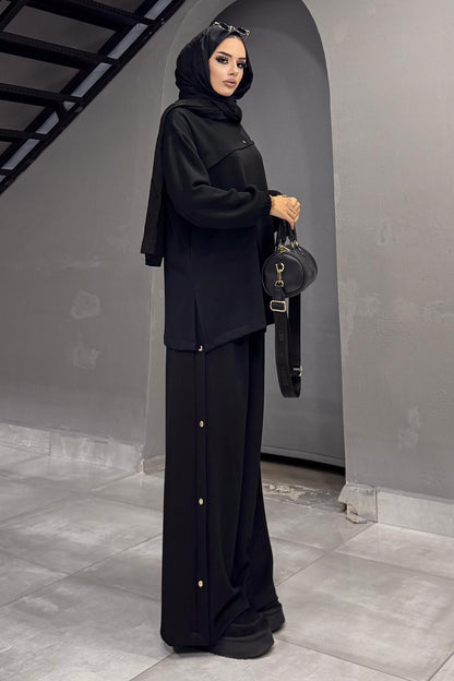 Minimal Balloon Sleeve Suit Gray