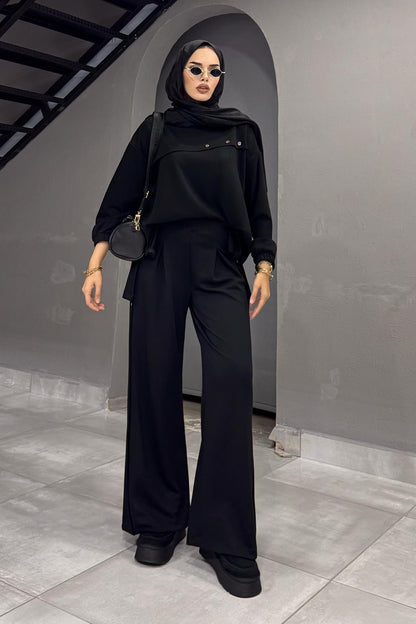 Minimal Balloon Sleeve Suit Gray