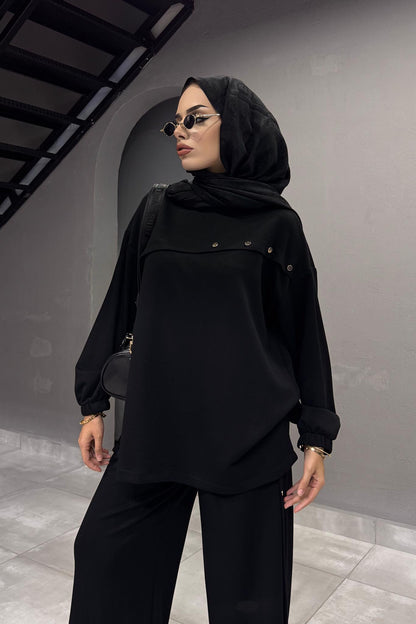 Minimal Balloon Sleeve Suit Gray