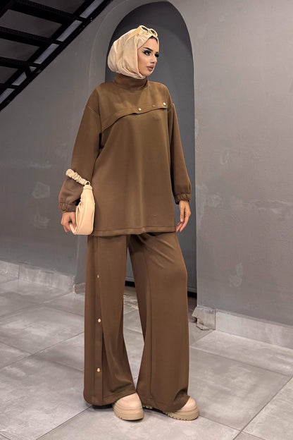 Minimal Balloon Sleeve Suit Gray