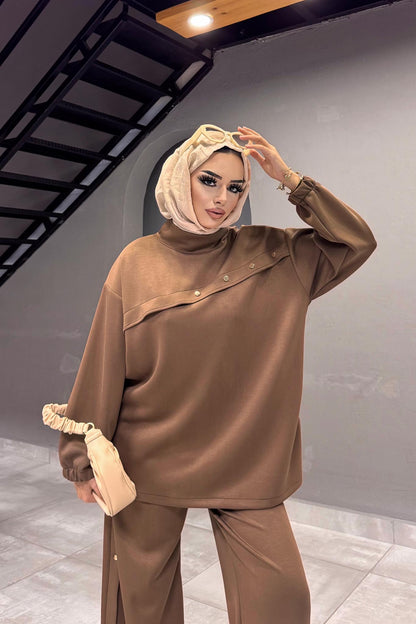 Minimal Balloon Sleeve Suit Gray