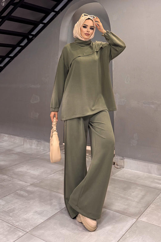 Minimal Balloon Sleeve Suit Gray