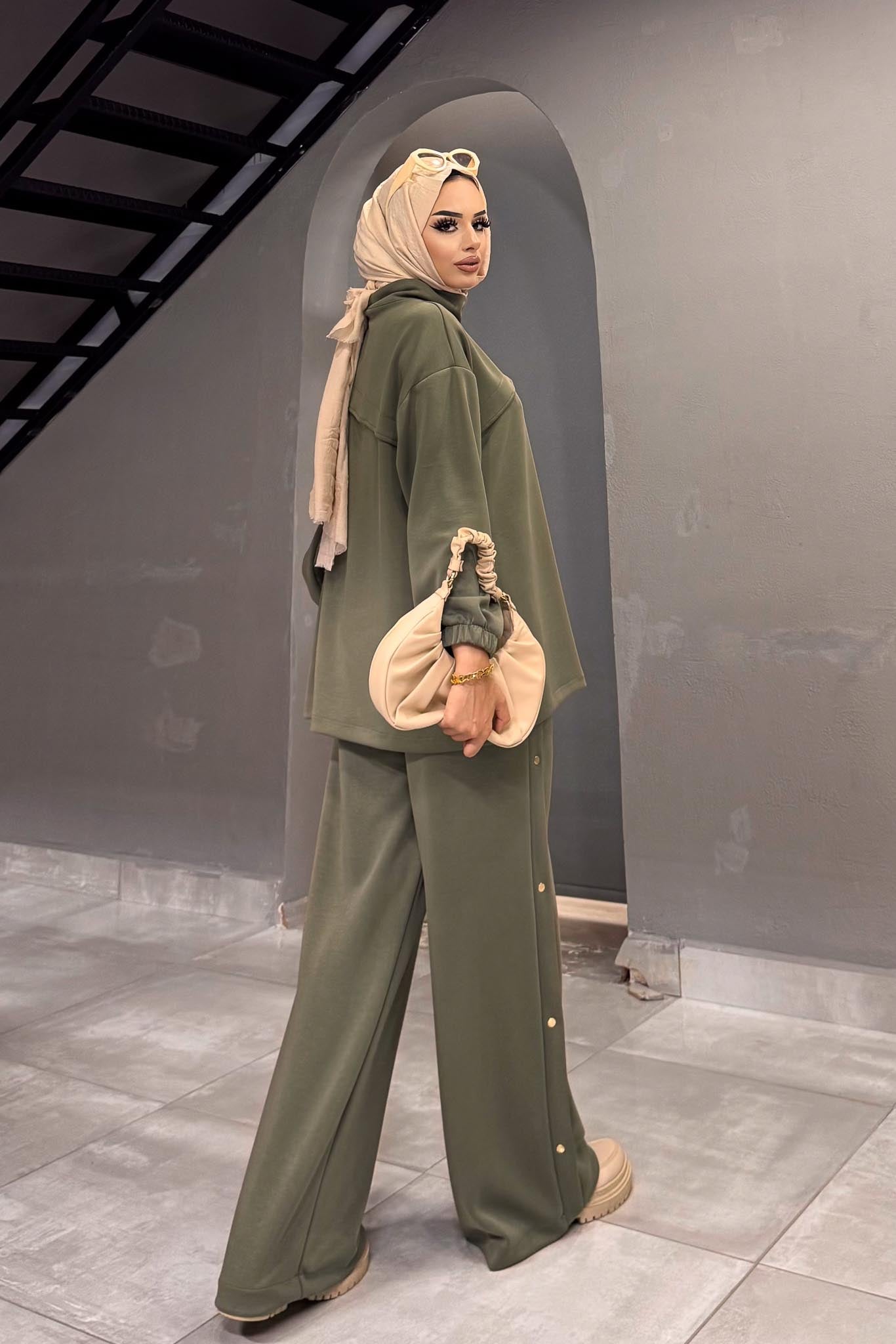 Minimal Balloon Sleeve Suit Gray