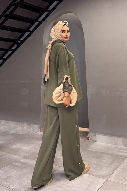 Minimal Balloon Sleeve Suit Gray