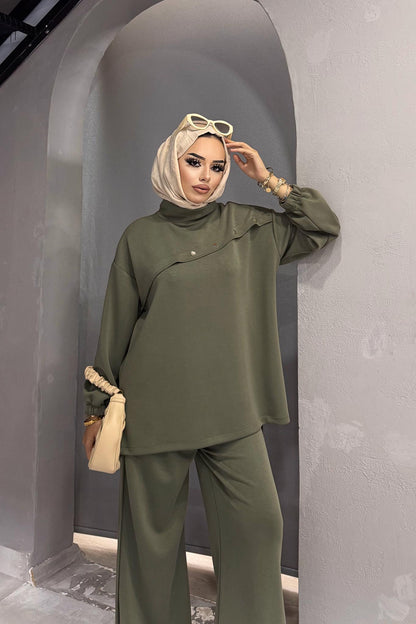 Minimal Balloon Sleeve Suit Gray