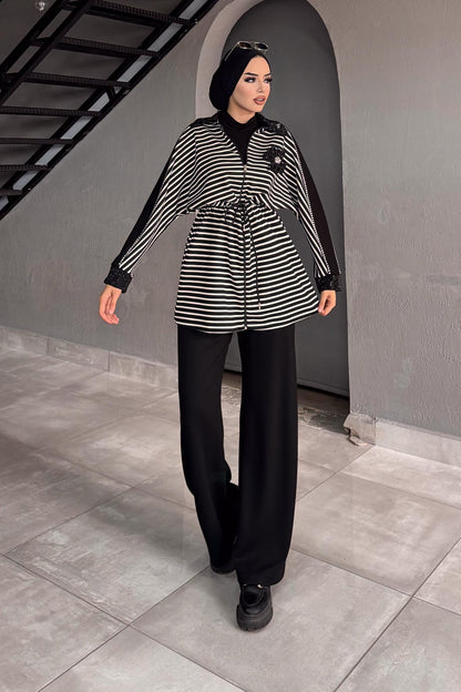 Minimal Balloon Sleeve Suit Gray