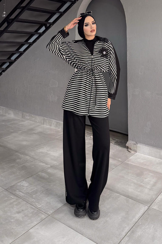 Minimal Balloon Sleeve Suit Gray