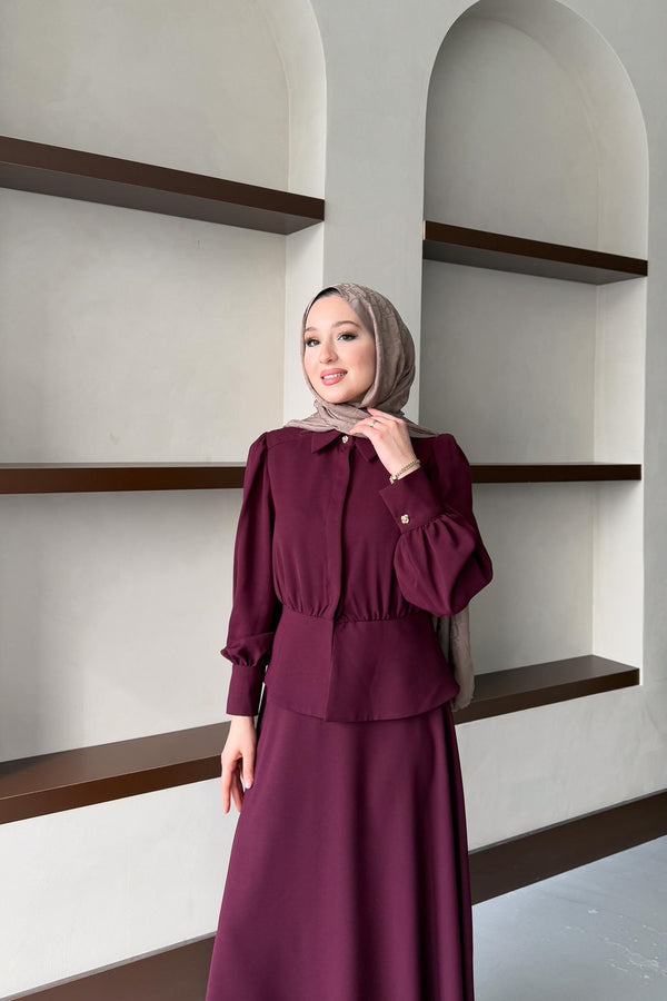 Ajda Pleated Skirt Set Petrol