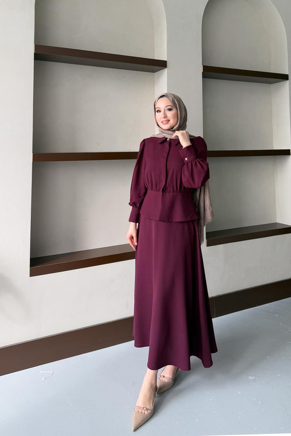 Ajda Pleated Skirt Set Petrol