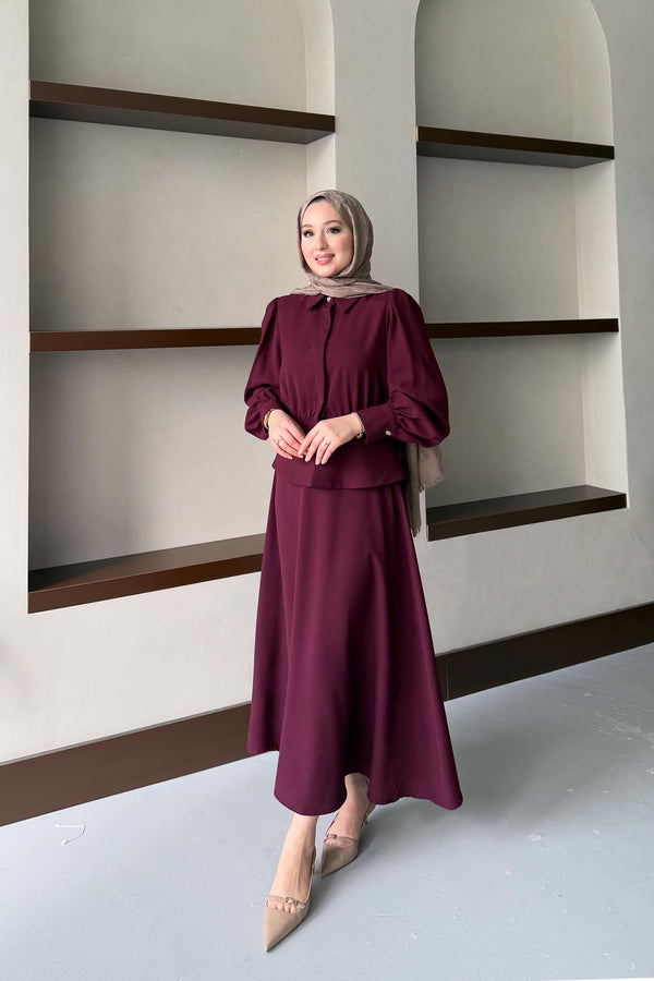 Ajda Pleated Skirt Set Petrol