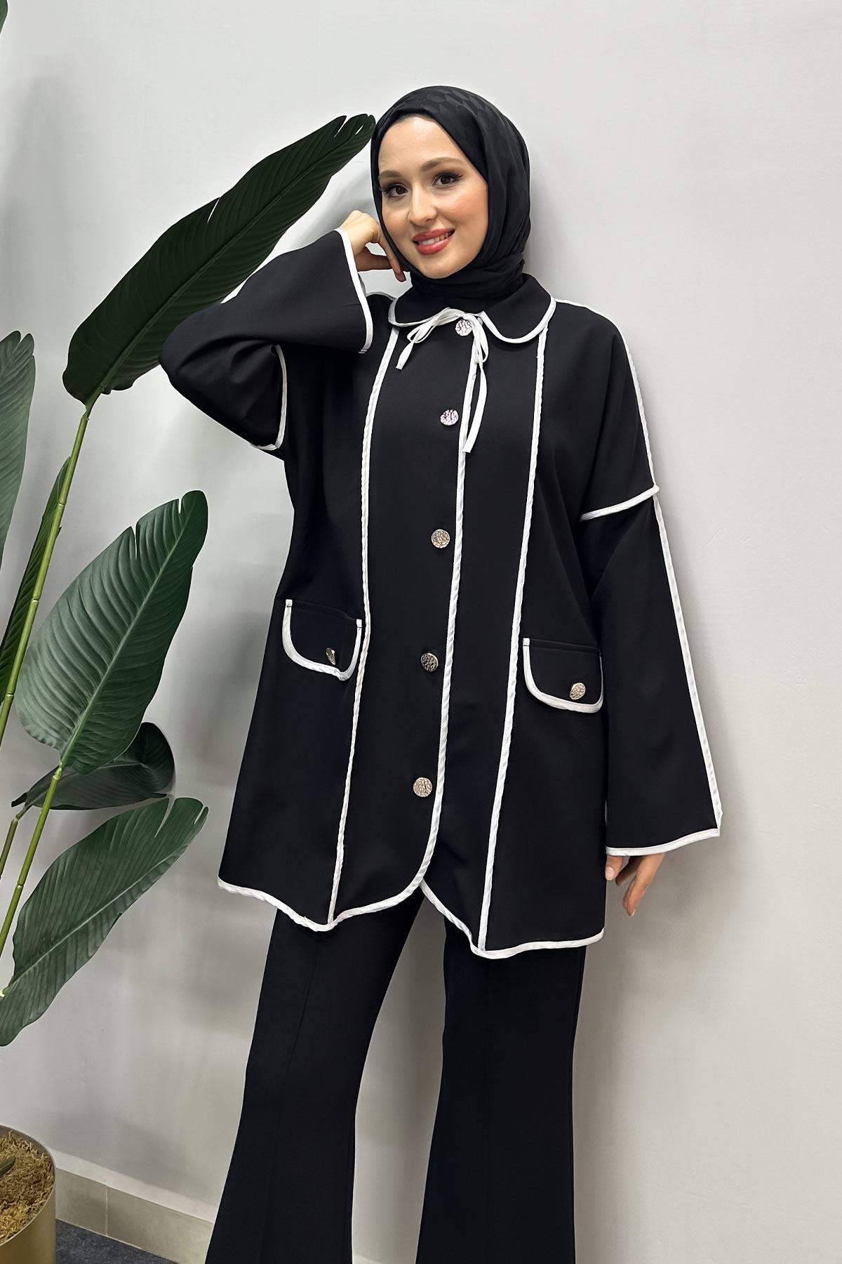 Biyeli Ceket Siyah