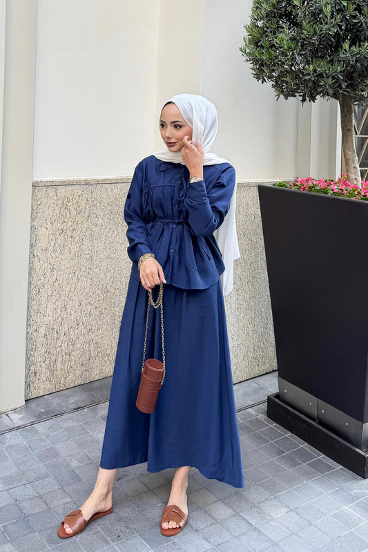 Şerit Detaylı Takım Lacivert