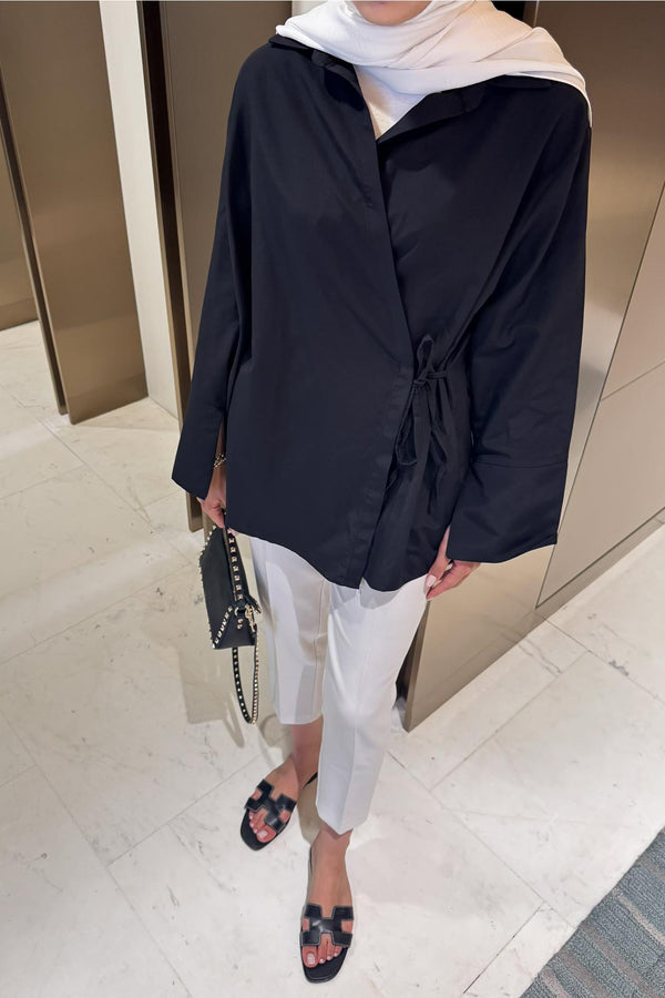 Meta Bağlamalı Kimono Siyah